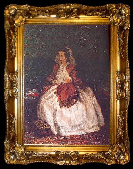 framed  Adolph von Menzel Portrait of Frau Maercker, ta009-2